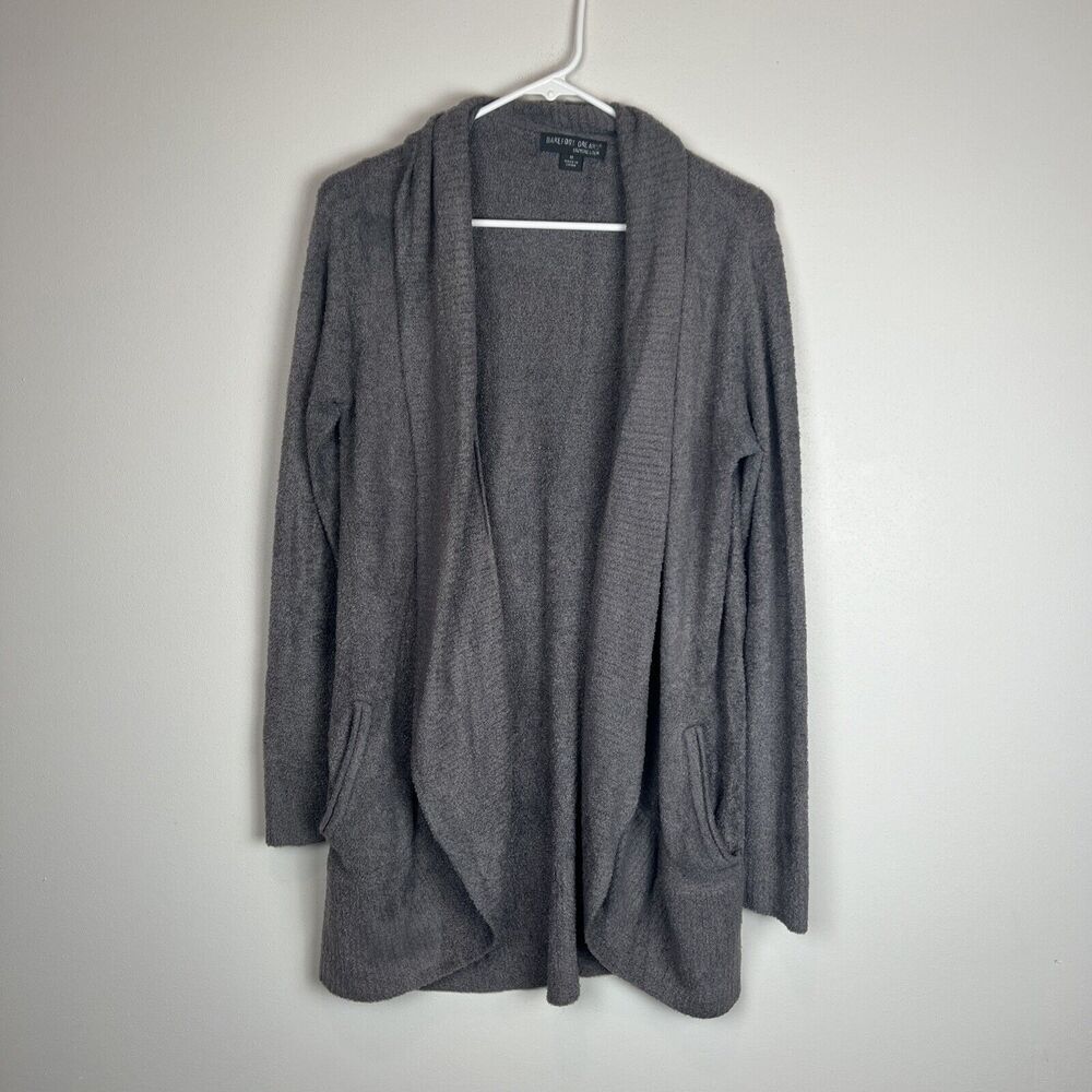 Barefoot Dreams Cozy Chic Lite Circle Cardigan Pockets Dark Gray Medium M
